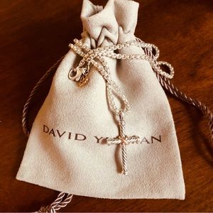 David Yurman X Cable Cross S Silver & 18K Yellow Gold Pendant Necklace 18"